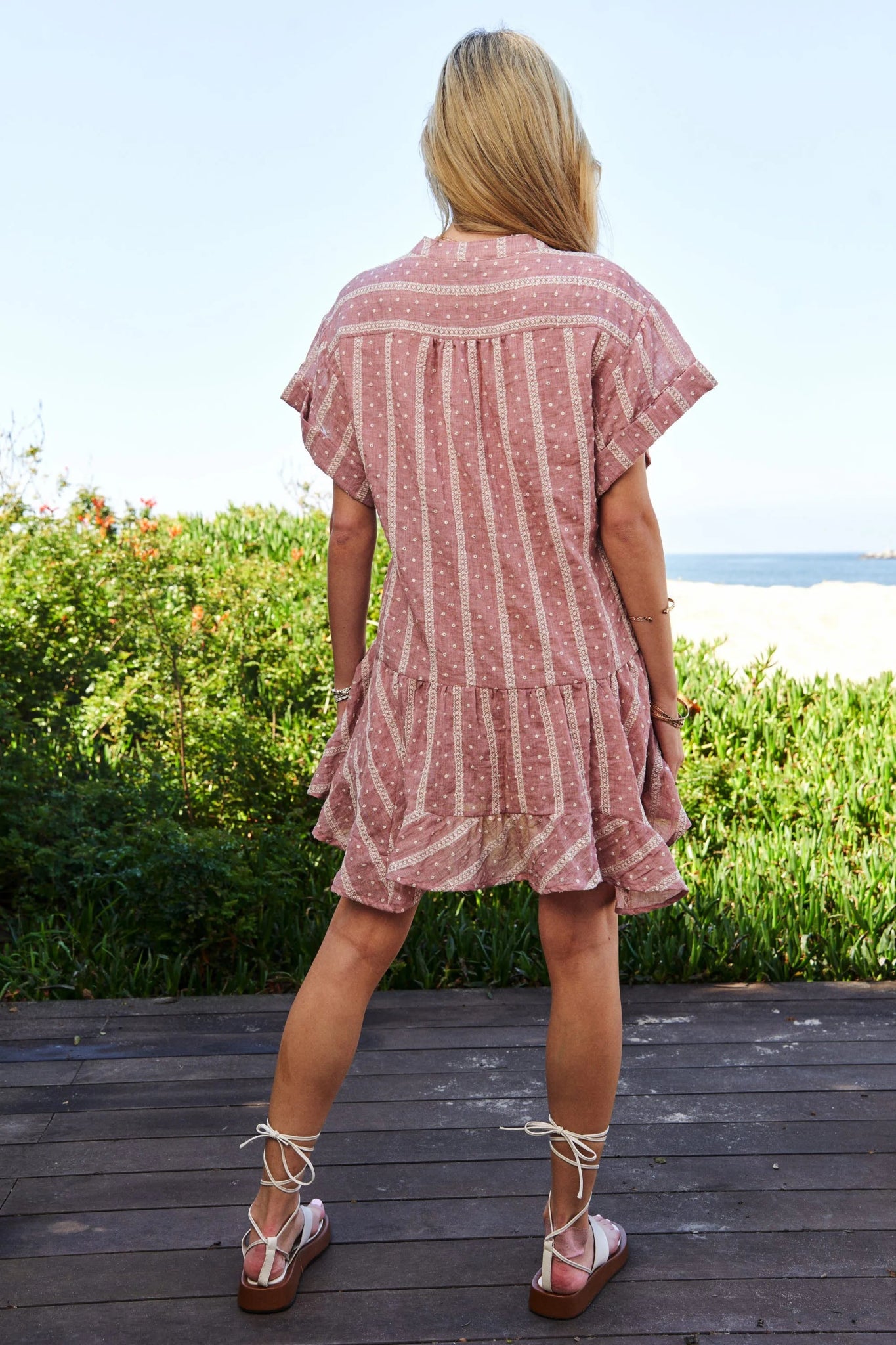 Davi & Dani Embroidery V Neck Short Sleeve Ruffled Mini Dress - Bela Fils BoutiqueBela Fils Boutique